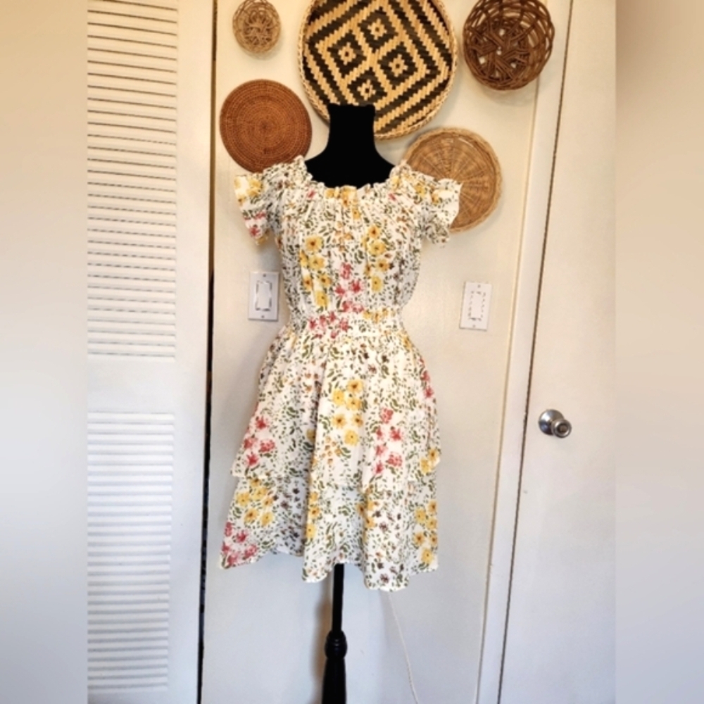 Floral Mini Dress With Tiered Ruffles
